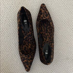 Zara Animal Print Pointed Shoe | Size 38